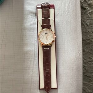 Classic Brown Leather Strap Men’s Watch with Rose Gold Case